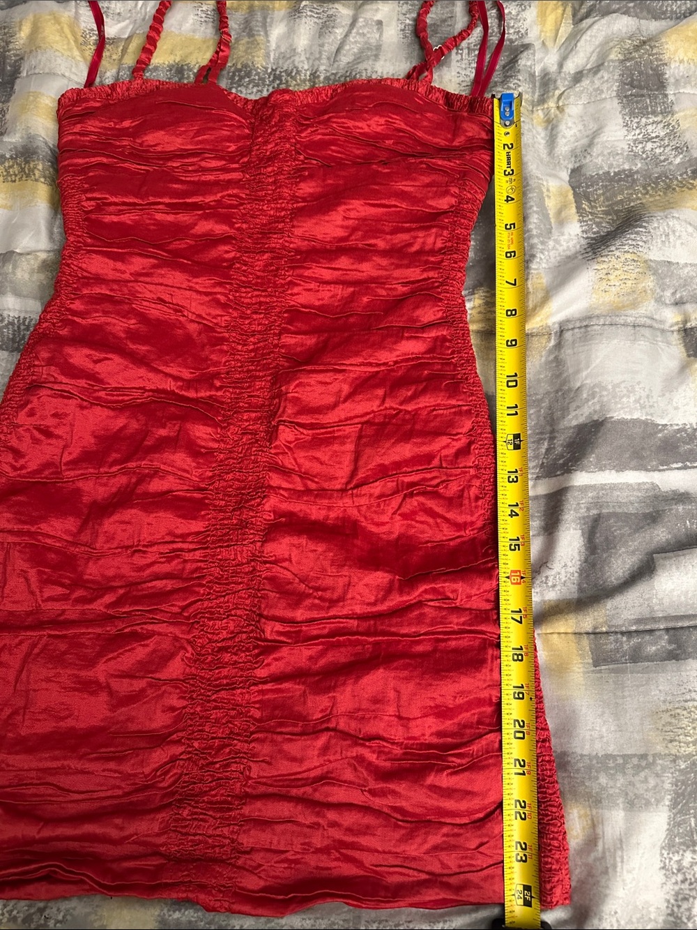 BCBGMaxAzria Red Ruched Slip Mini Dress - Picture 4 of 6